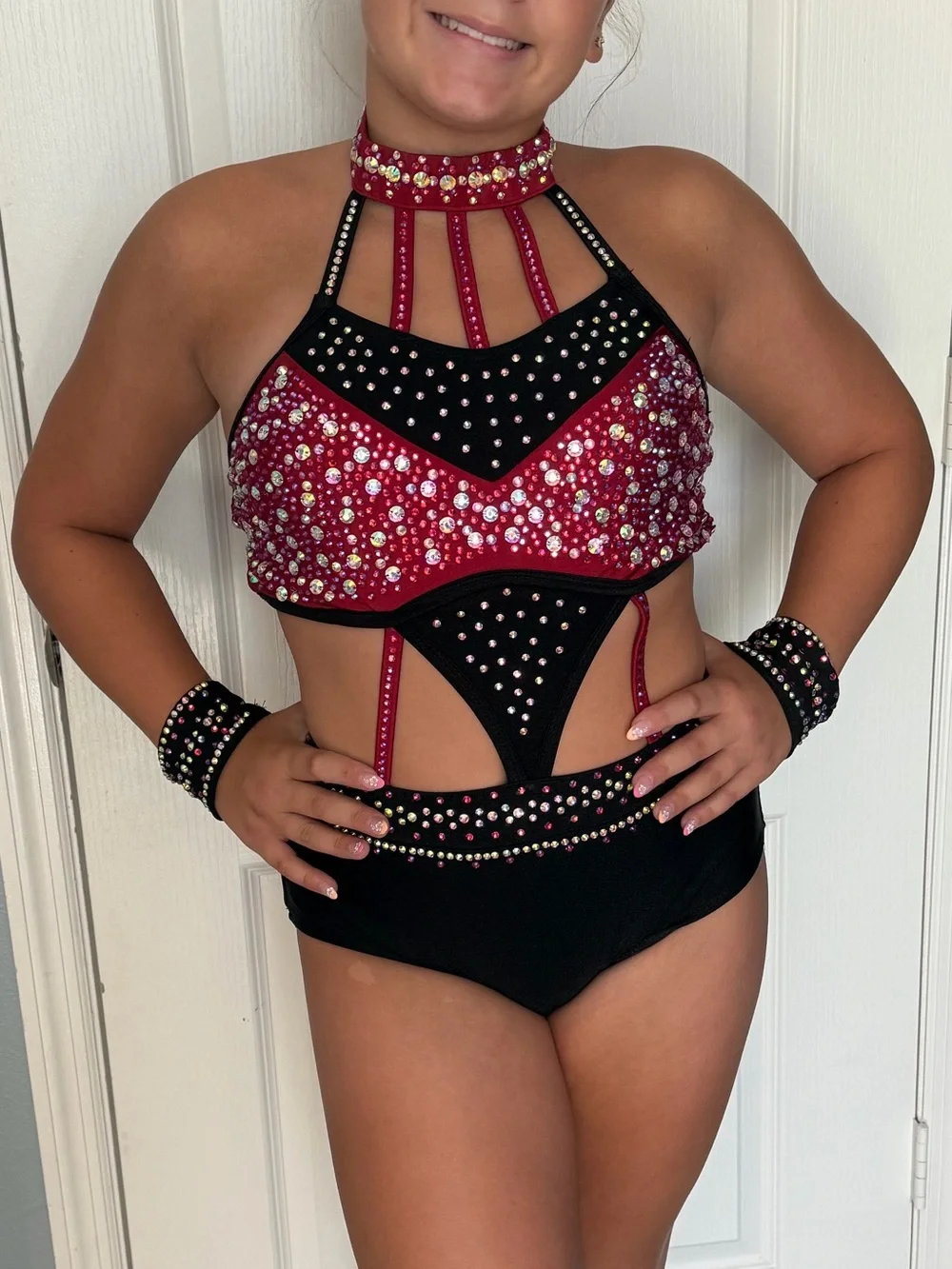 Glamour Red and Black Dance Costume